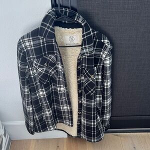 Sage Collective Plaid Black and White Women's Jacket Size Small